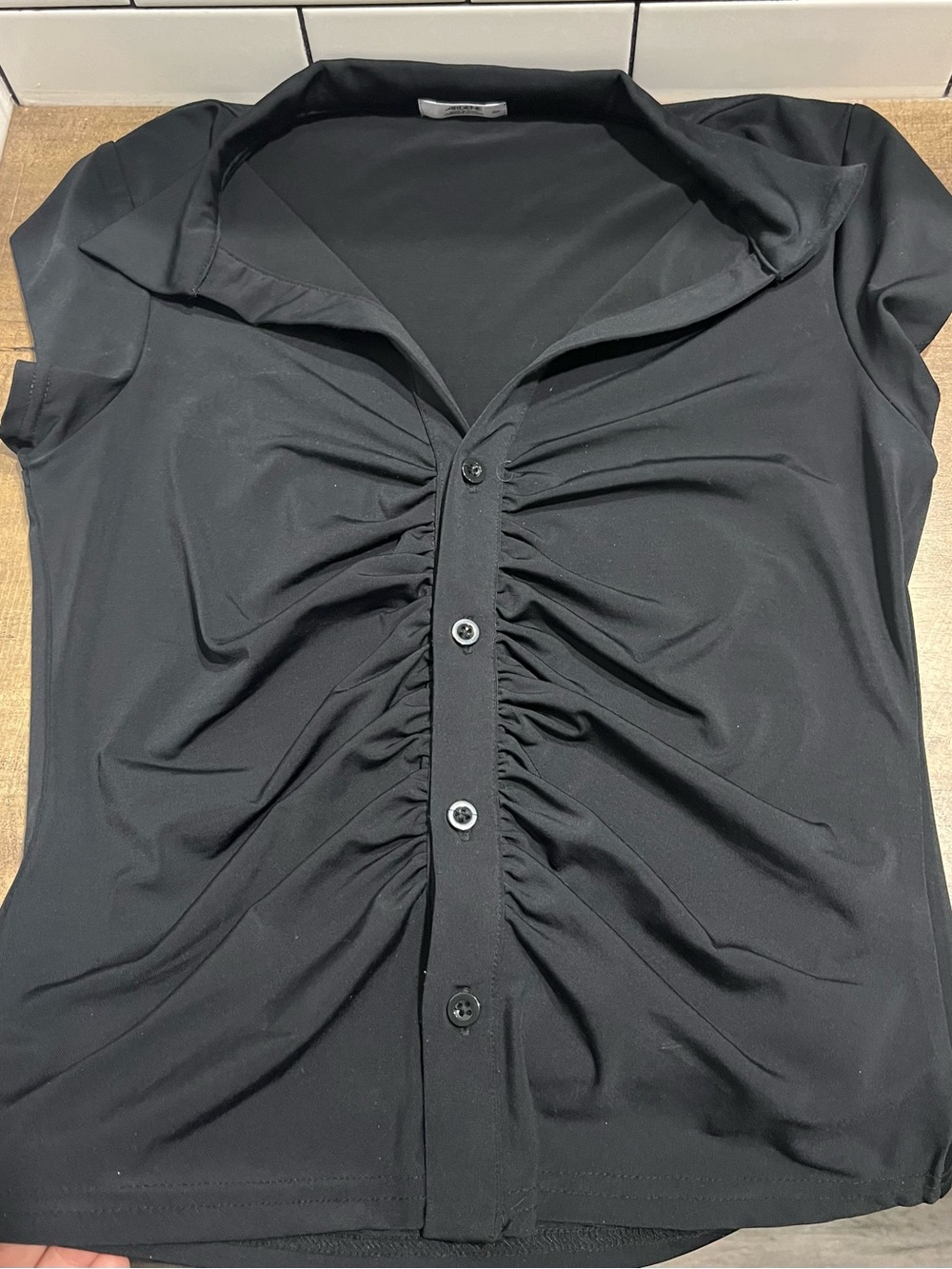 Ardene small Black Ruched Button-Down Blouse